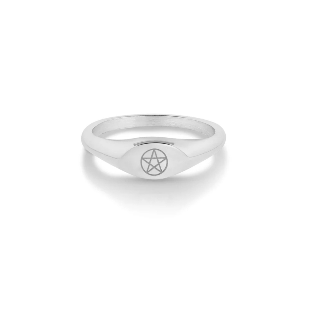 New unworn sz 7 pentacle sigil ring, sterling silver, pagan, Wiccan, witch jewel